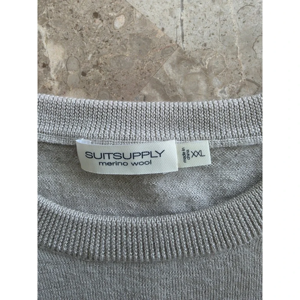 Suitsupply Mens XXL Light Gray 100% Merino Wool‎ Crewneck Sweater Knit Top